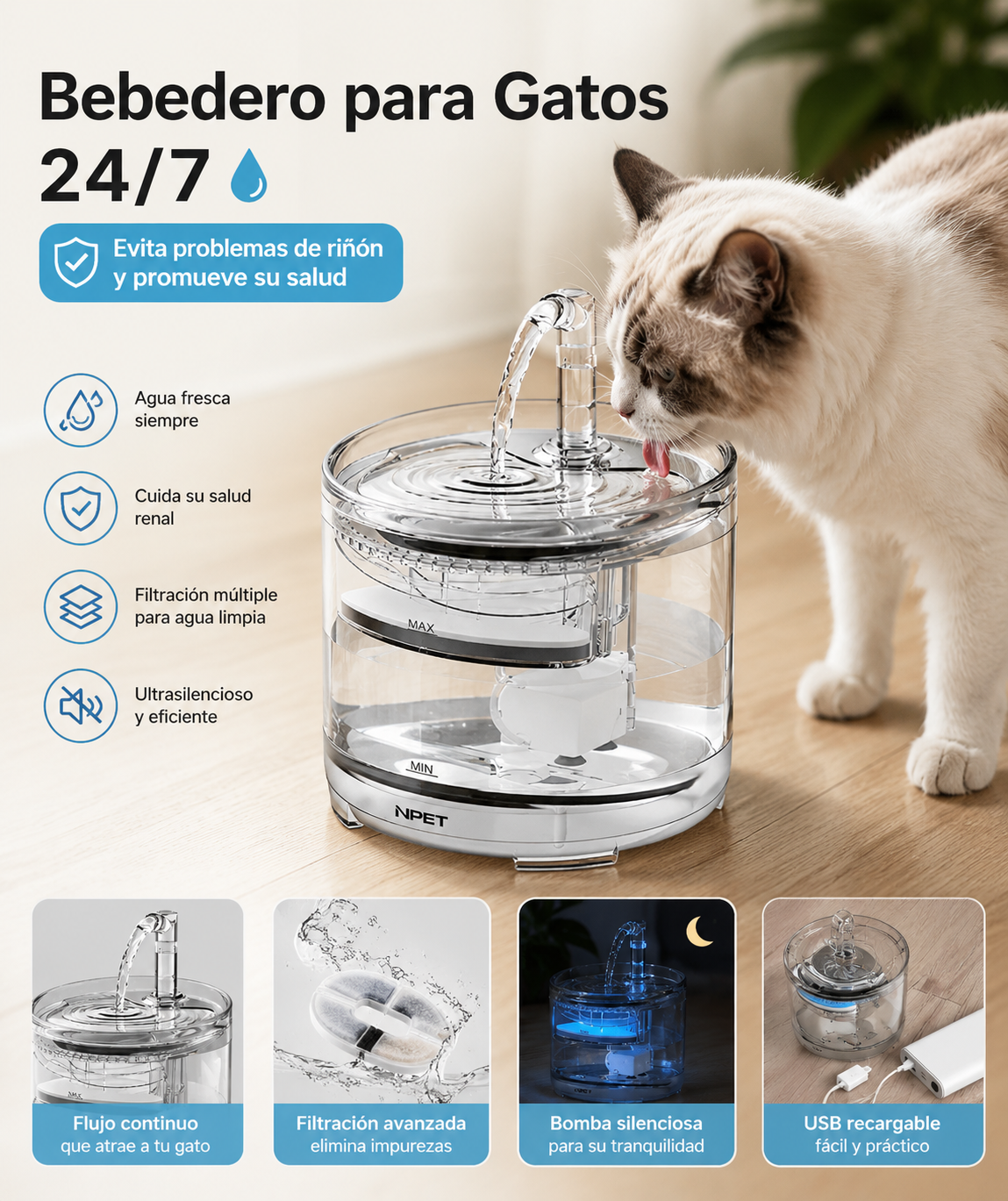 COMBO FUENTE DE AGUA + CEPILLO + LIMA