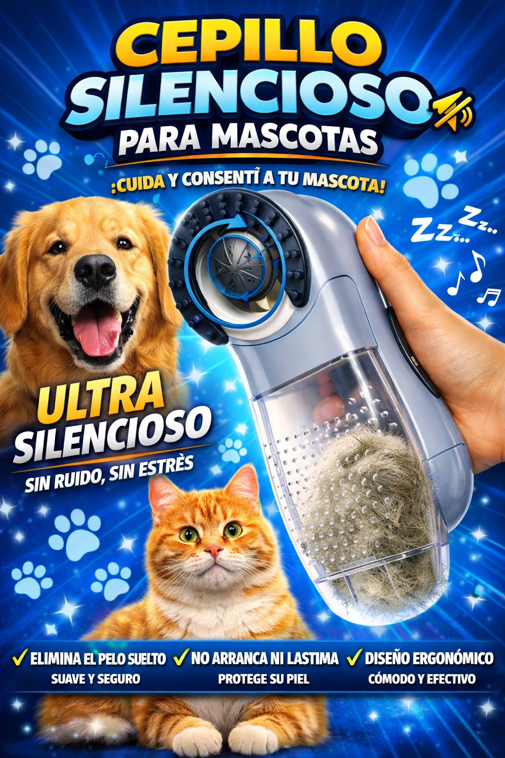 Cepillo Para Perros Y Gatos Ultra Silencioso, Sirve Para Sillones, Envio Gratis + Pago Contraentega